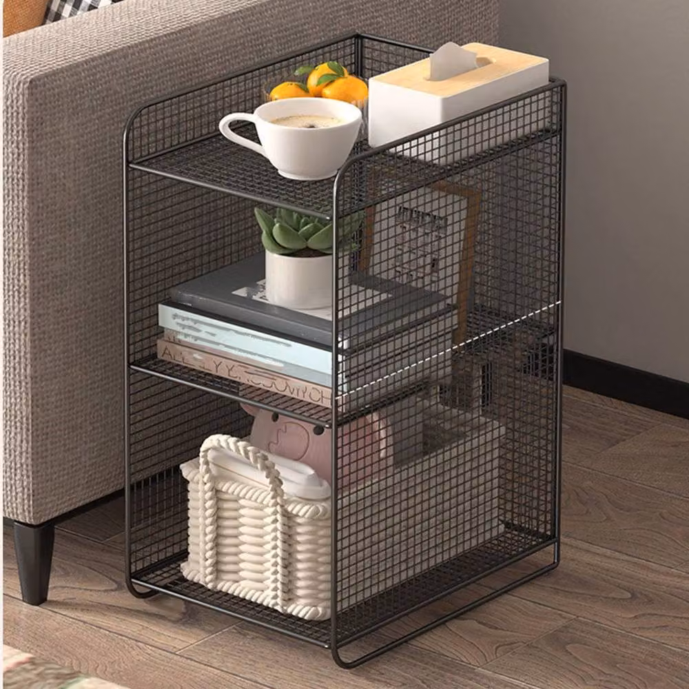 EONLION 3-Tier Metal Corner Nightstand and End Table in Black, W/D/H: 50 x 50 x 50 cm – 4