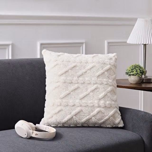 Lifeideas White Square Plush Throw Pillow with Removable Washable Cover
