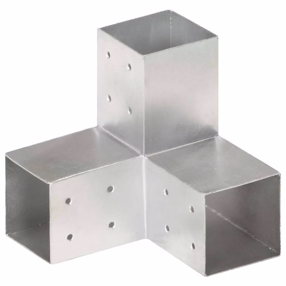 Berkfield Home Y Shape Post Connectors, 4 Pack, Galvanised Metal in Silver, 81 x 81 mm – 3