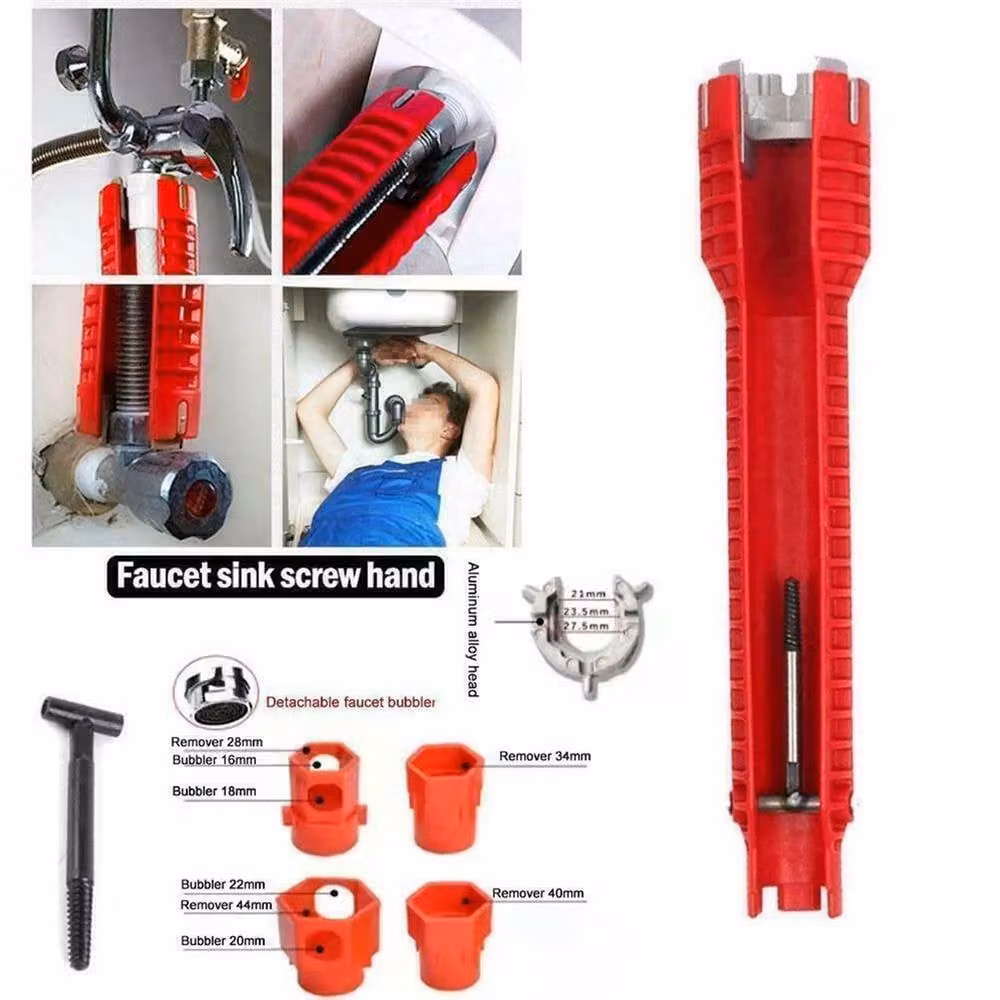Nordara 14-in-1 Multifunction Tap Spanner and Faucet Sink Wrench Tool in Red – 4