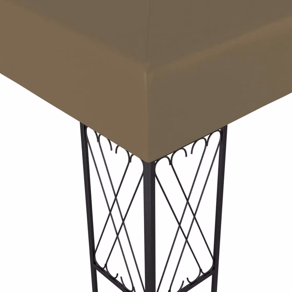 Berkfield Home Gazebo with LED String Lights, Beige Polyester Fabric, W: 4.0 m, D: 3.0 m, H: 3.0 m – 3