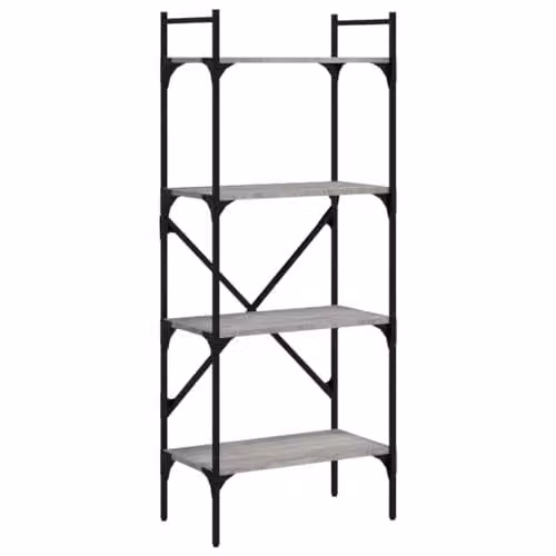 vidaXL 4-Tier Industrial Bookcase in Grey, W: 56 cm, D: 31.5 cm, H: 138.5 cm – 1