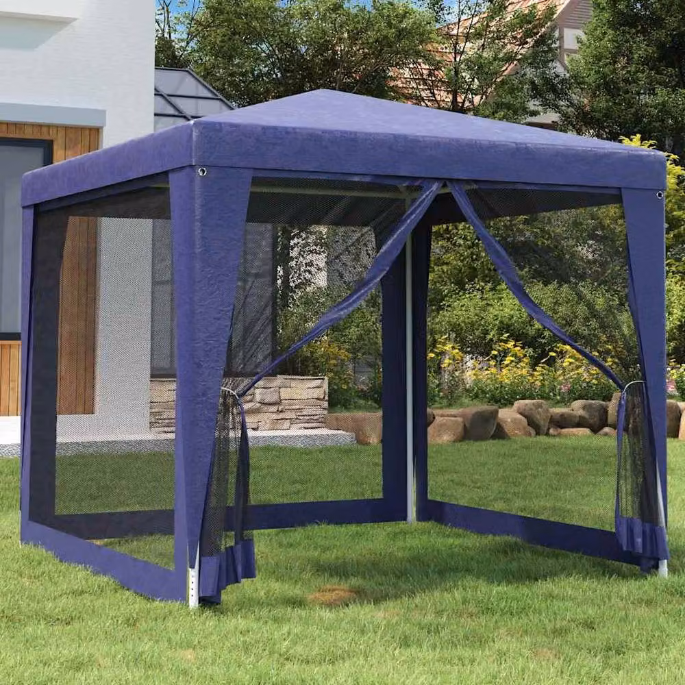 Berkfield Home Party Tent with 4 Mesh Sidewalls, Blue, W/D/H: 250 x 250 x 245 cm – 2