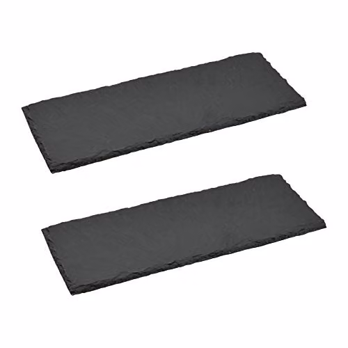 Argon Tableware Grey Slate Rectangle Dinner Plates, Pack of 2, W: 29 cm, D: 12 cm