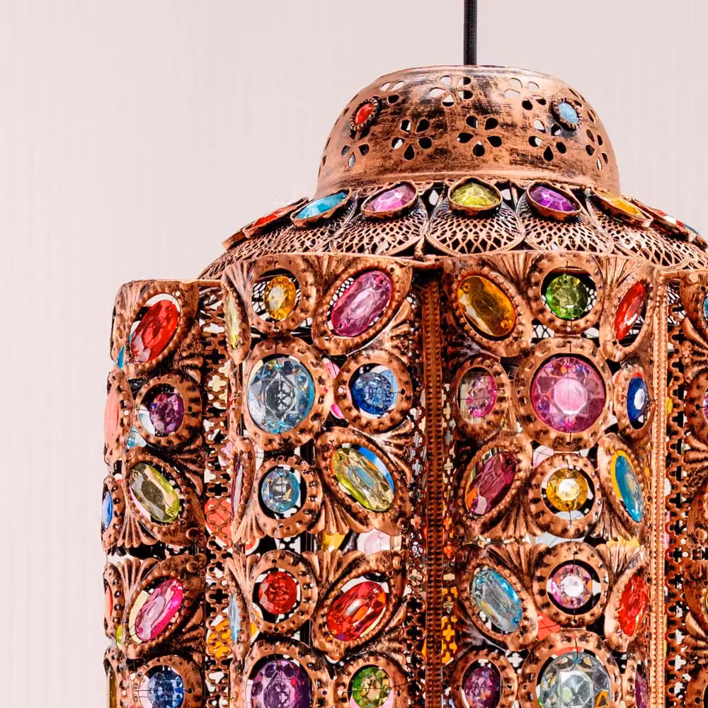 ValueLights Leyla Moroccan Style Bronze Lantern Shade with 10W Warm White LED Bulb, Diameter: 30.48 cm – 2