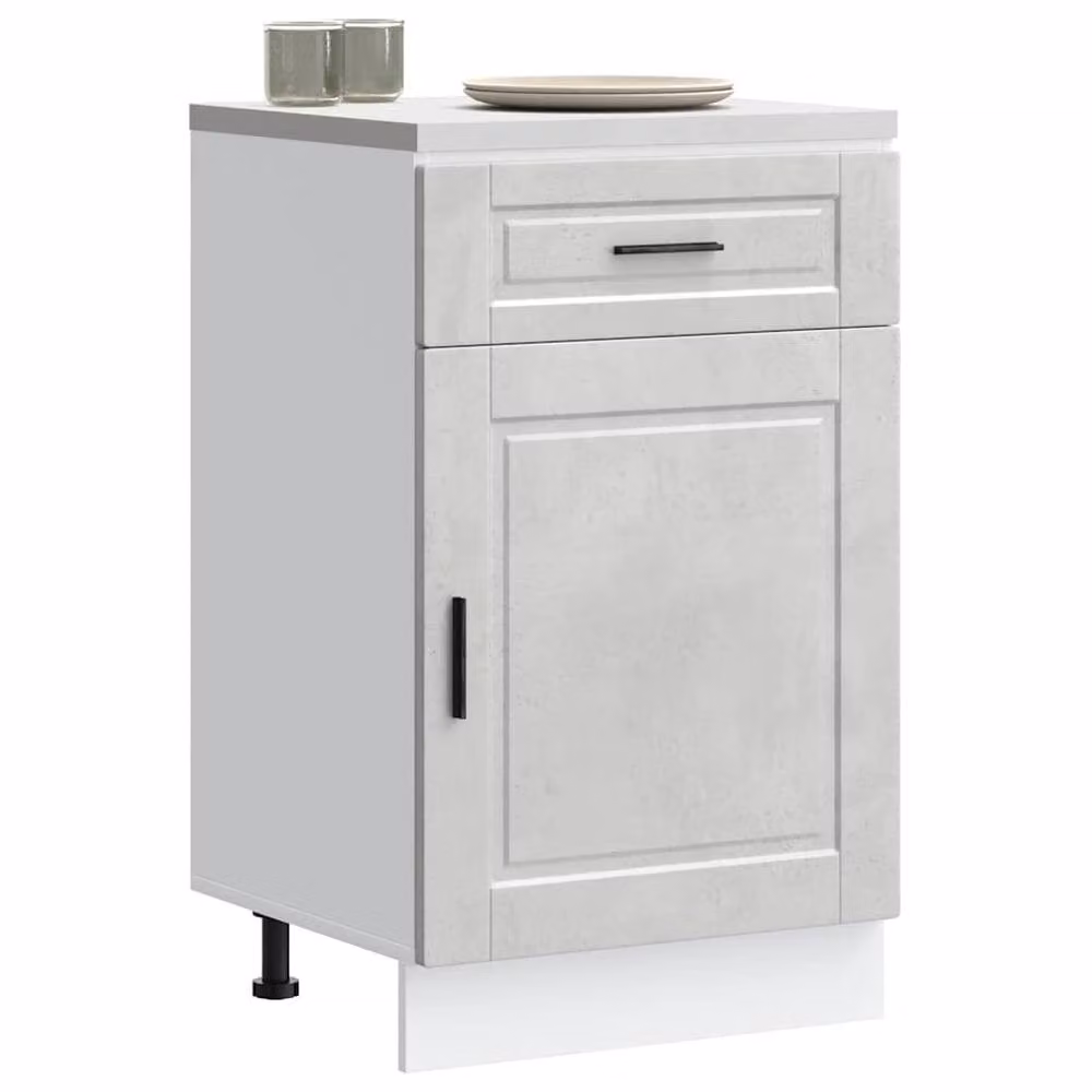 Berkfield Home Porto Kitchen Base Cabinet in Concrete Grey Engineered Wood, H 81.5 x W 50.0 x D 46.0 cm – 2
