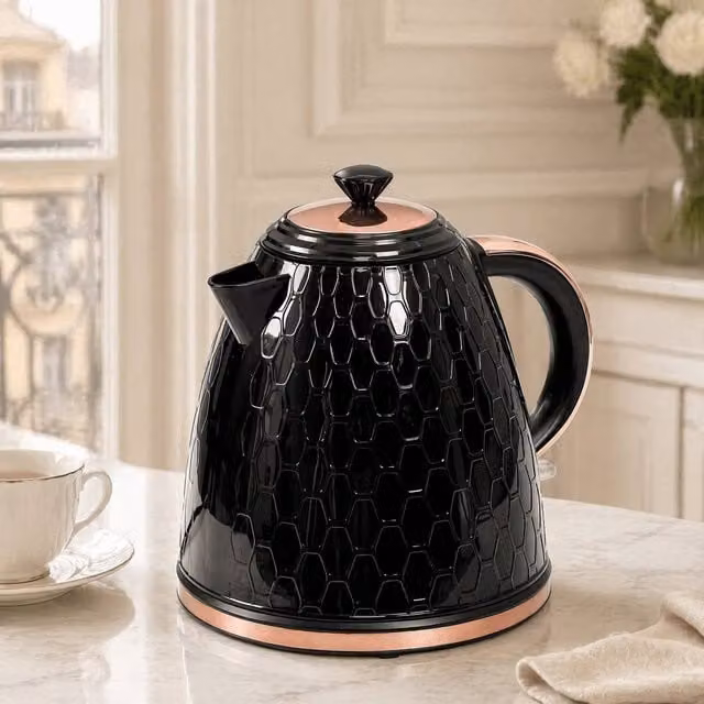 STILVORA 1.7 l Rapid Boil Glass Kettle with Boil-Dry Protection and Limescale Filter in Black