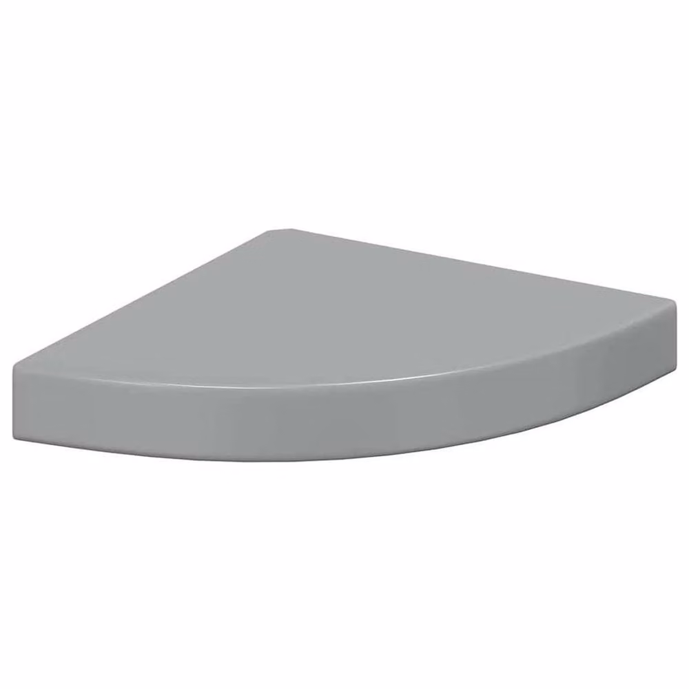 FLAVORA 2-Piece High Gloss Grey MDF Floating Corner Shelves, W/D/H: 25 x 25 x 3.8 cm – 2