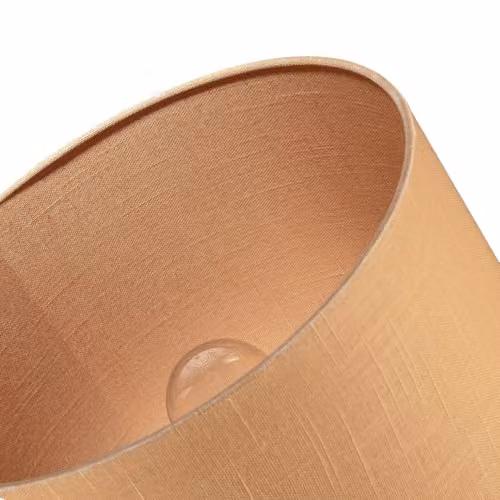 Happy Homewares Circular Textured Linen Fabric Lamp Shade in Peach and Beige, W: 30 cm, H: 20 cm – 2