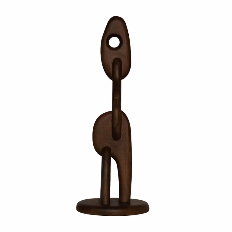 Dome Deco TETON Abstract Brown Wood Tabletop Statue