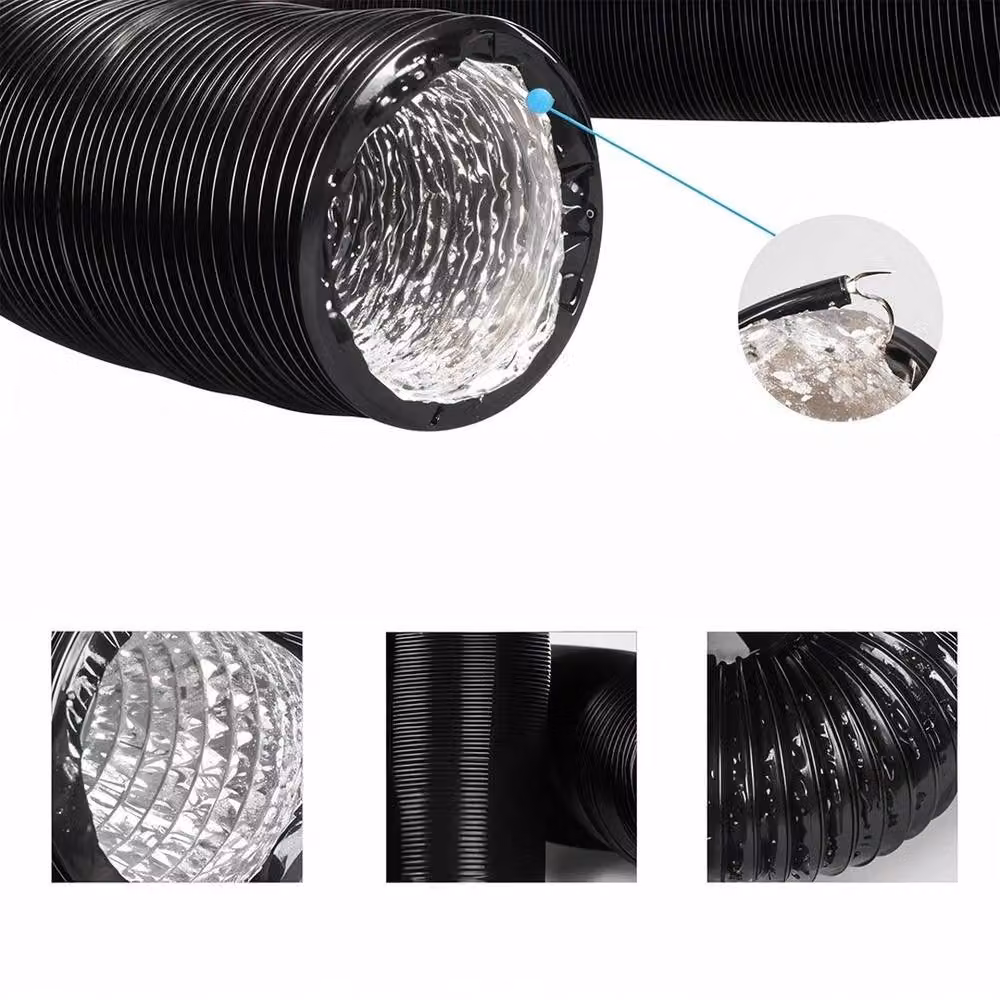 SPETLEK 4-in-1 Flexible Aluminium and PVC Ventilation Air Ducting Pipe, Black, Diameter: 100 mm, Length: 10 m – 4