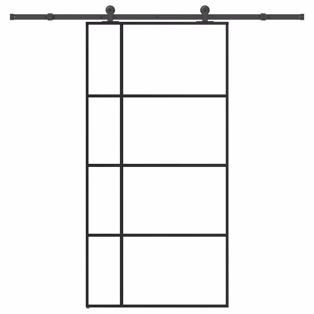 Berkfield Home Sliding Door with Hardware Set, Black ESG Glass and Aluminium, W: 102.5 cm, H: 205 cm – 2