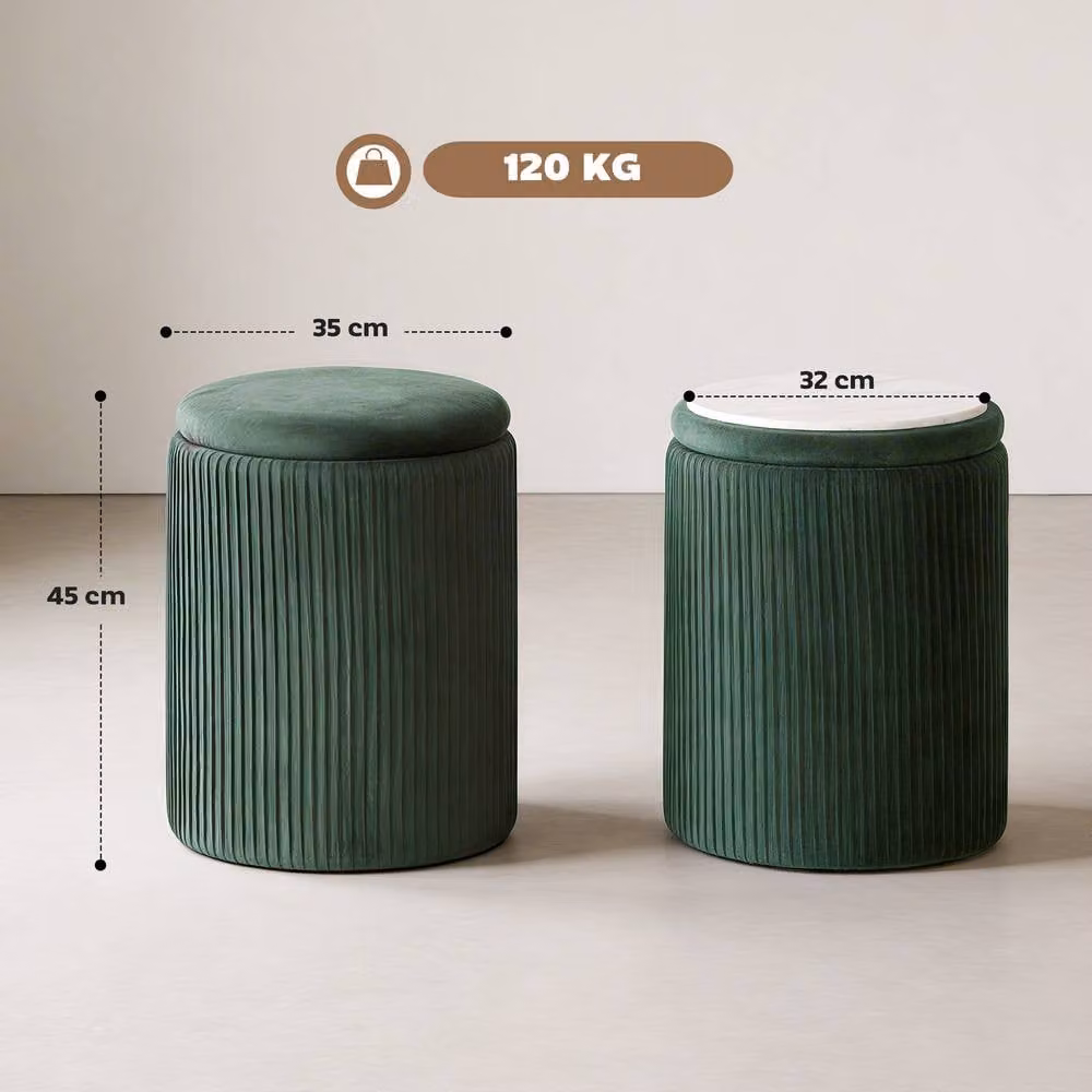 STILVORA Green Velvet Storage Ottoman with Coffee Table Lid – 2