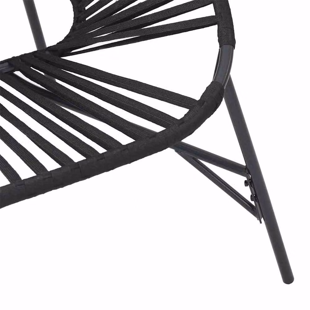 Berkfield Home Modern Black Poly Rattan Garden Egg Lounge Chair with Armrests and Powder Coated Steel Frame – 5