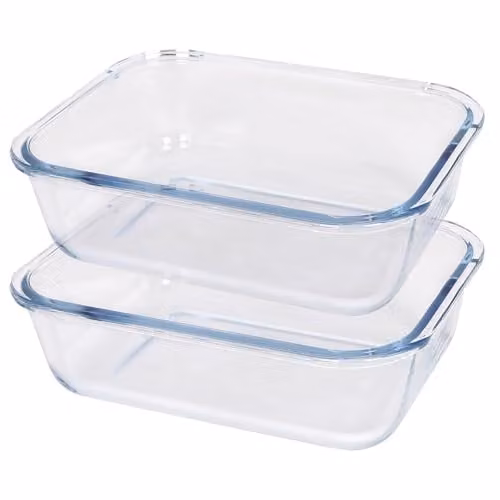 Argon Tableware Set of 2 Rectangular Transparent Glass Cake Dishes, W: 22 cm, D: 16.5 cm, H: 7 cm – 1