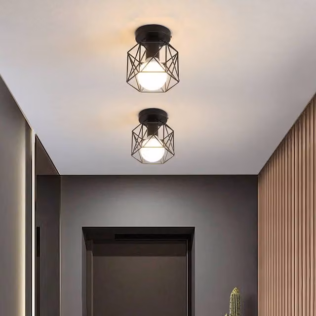 Pheashine Modern Black Metal Ceiling Light 2-Pack with Included LED Bulbs – 1