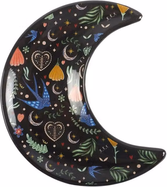 Something Different Midnight Bloom Crescent Moon Trinket Dish in Black – 1