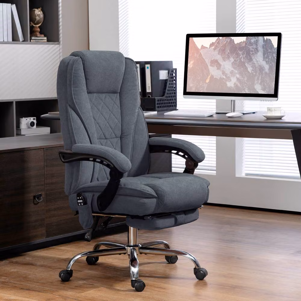 STILVORA Heated Massage Office Chair with Footrest in Grey Fabric – 2
