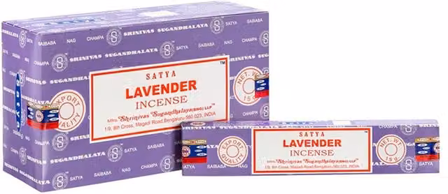 Satya Lavender Incense Sticks, Set of 12 Packets, Purple Floral Scent