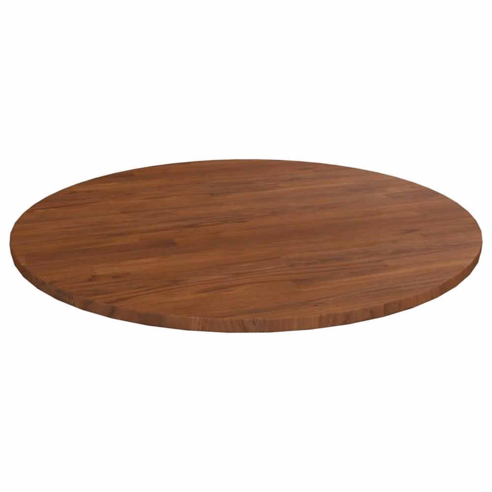 Berkfield Home Round Solid Oak Table Top in Dark Brown, Diameter: 90 cm, Thickness: 1.5 cm – 2