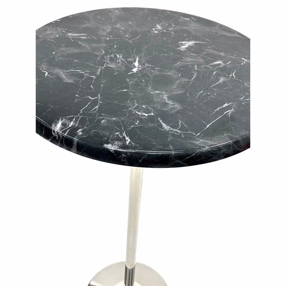 PAWNORA Modern High Table with Glossy Black Marble Stone Top – 2