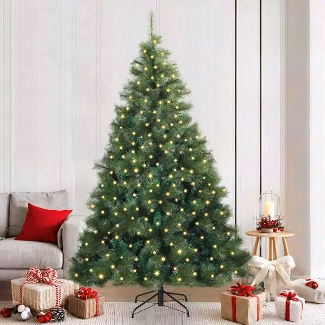 Berkfield Home Artificial Green Christmas Tree with 300 LEDs, Height: 210 cm – 1