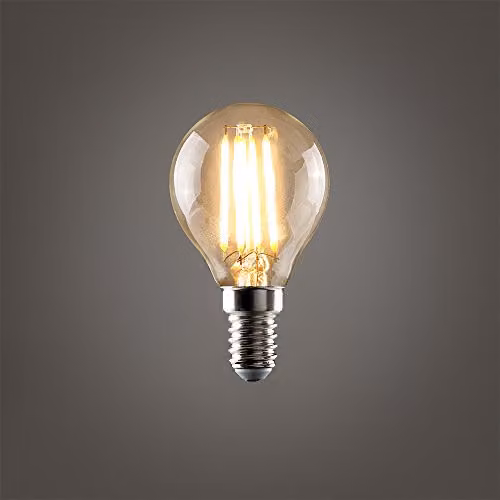 MiniSun Set of 10 Retro Style 4W LED Filament E14 Golfball Light Bulbs, Amber Tinted Glass, 2700K Warm White – 2