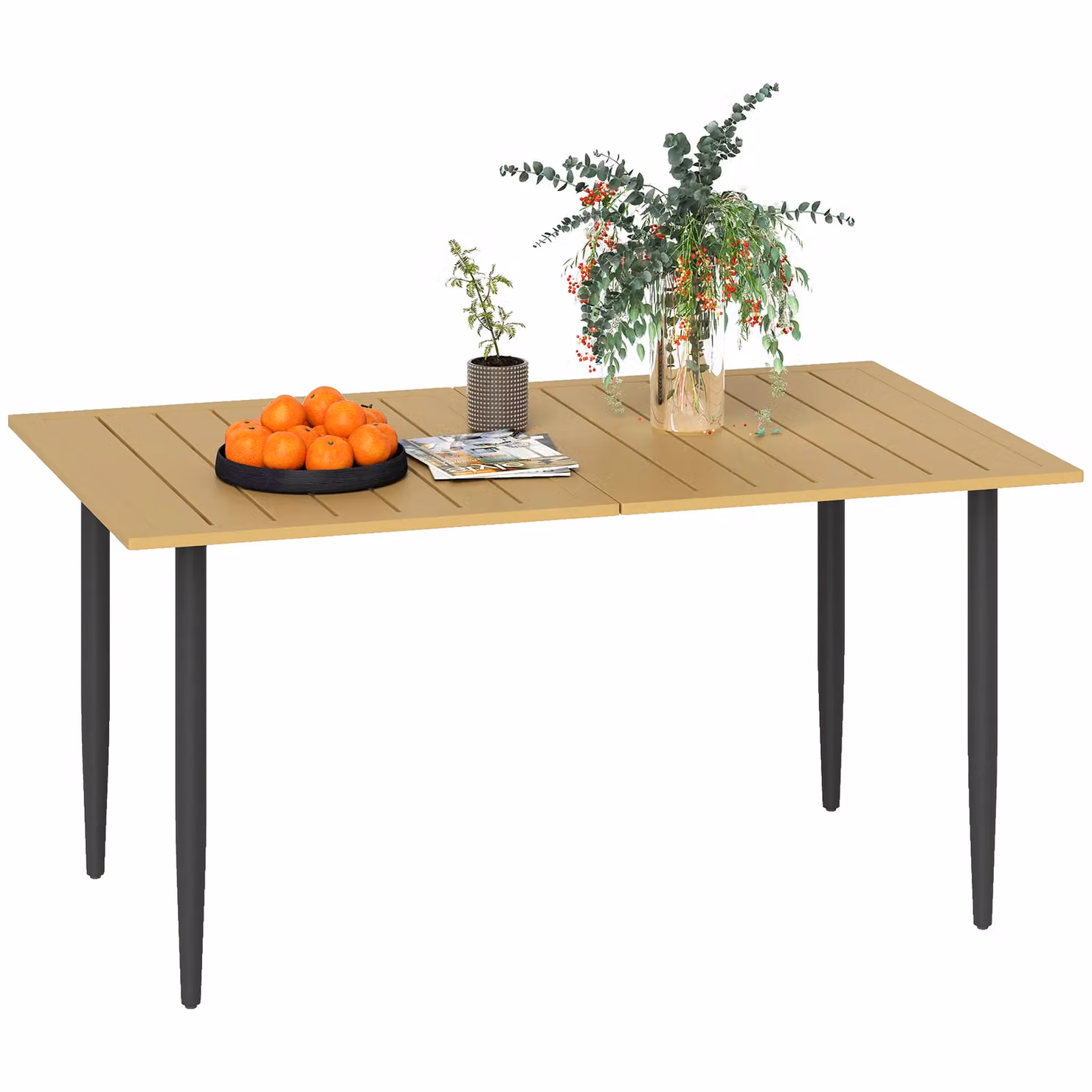 OUTSUNNY Brown Rectangular Garden Dining Table with Parasol Hole, W: 150 cm, D: 90 cm, H: 73 cm – 2