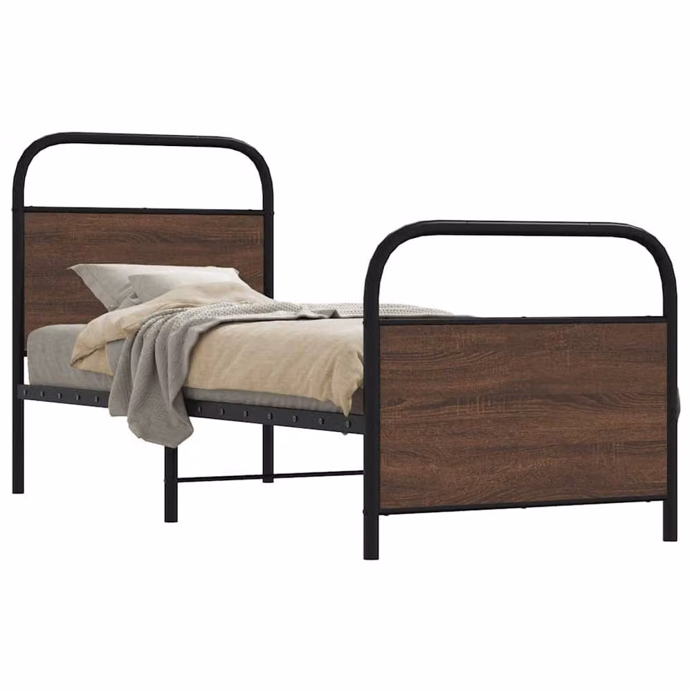 Berkfield Home Elegant Bed Frame in Brown Oak, W/D/H: 80 x 200 cm – 2
