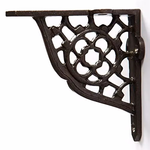 Hammer and Tongs Honeycomb Iron Wall Mounted Shelf Brackets, Pack of 2, Grey and Black – 3