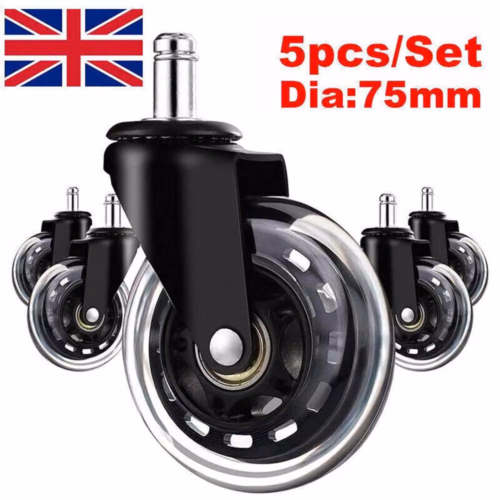 Nordara 5-Piece Set of Rotatable Universal Office Chair Replacement Casters in Black – 4