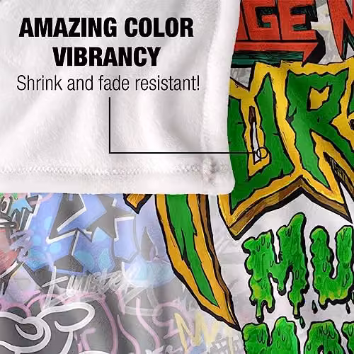 LOGOVISION Teenage Mutant Ninja Turtles Mutant Mayhem Movie Logo Graffiti Multicolour Super Soft Silky Feel Fleece Blanket, W: 91.44 cm, D: 147.32 cm – 3