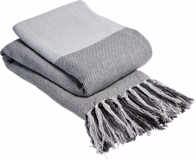 New Edge Blinds Check Pure Cotton Throw in Grey, W/D/H: 178 x 127 x 254 cm – 1