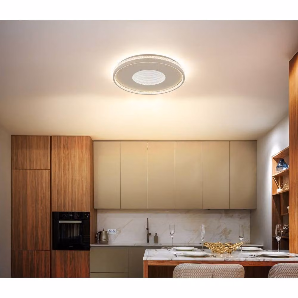 Netlighting Shirley 50cm Semi Flush Ceiling Light in Matt Sand Beige with Dimmable LED – 2