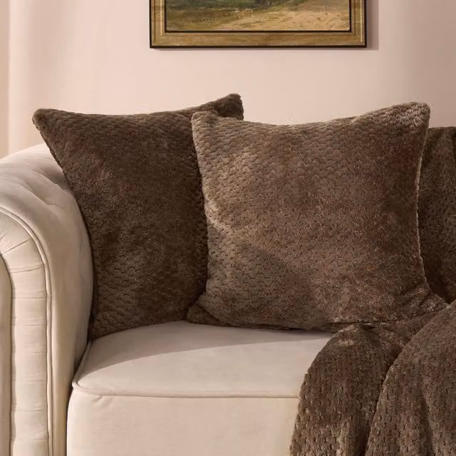 OHS Waffle Fleece Cushion Covers in Chocolate Brown