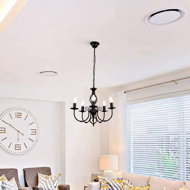 ValueLights Memphis 5 Way Ceiling Light Chandelier in Black Metal