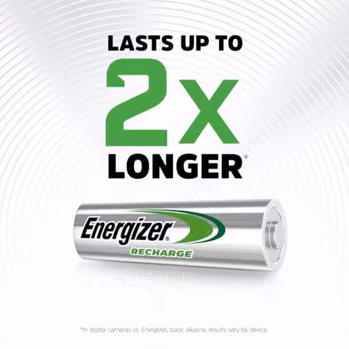Energizer Recharge Universal AA Rechargeable Batteries, 1350 mAh, 4 Pack, Silver and Multicolour – 2