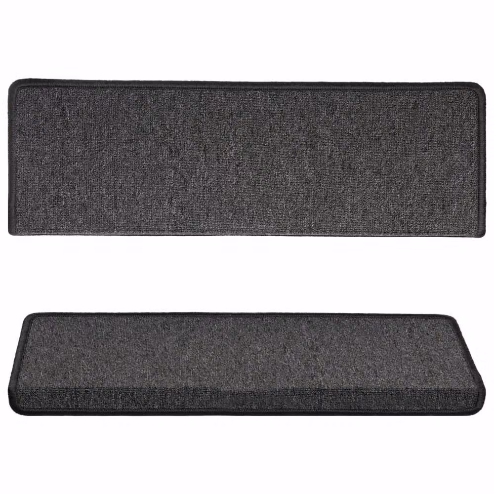 Berkfield Home Self-Adhesive Carpet Stair Treads, 15 Pieces, Anthracite Black, W/D/H: 65 x 21 x 4 cm – 4