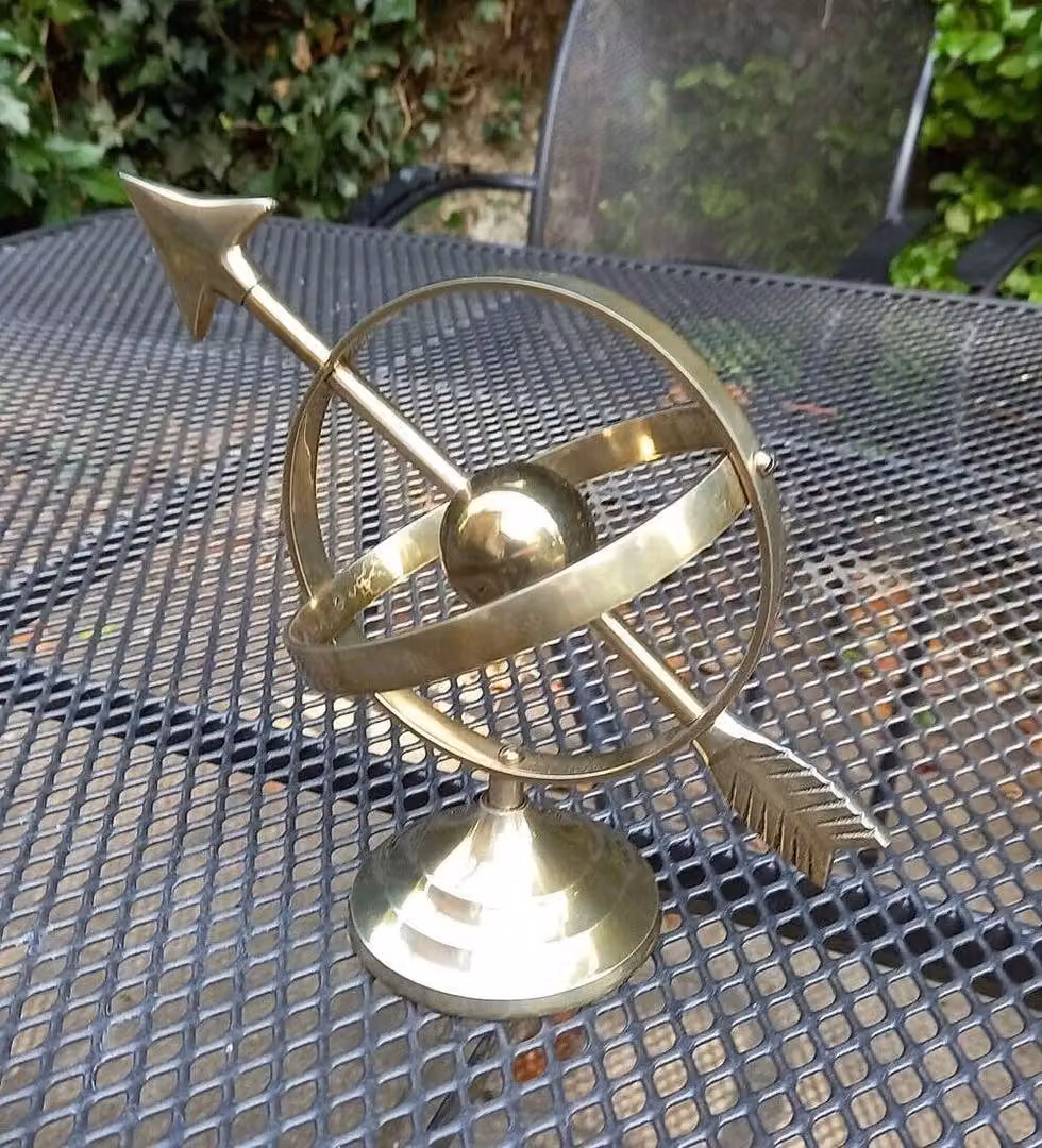 Inspirational Gifting Gold Brass Armillary Sphere Globe Tabletop Ornament Sculpture – 2