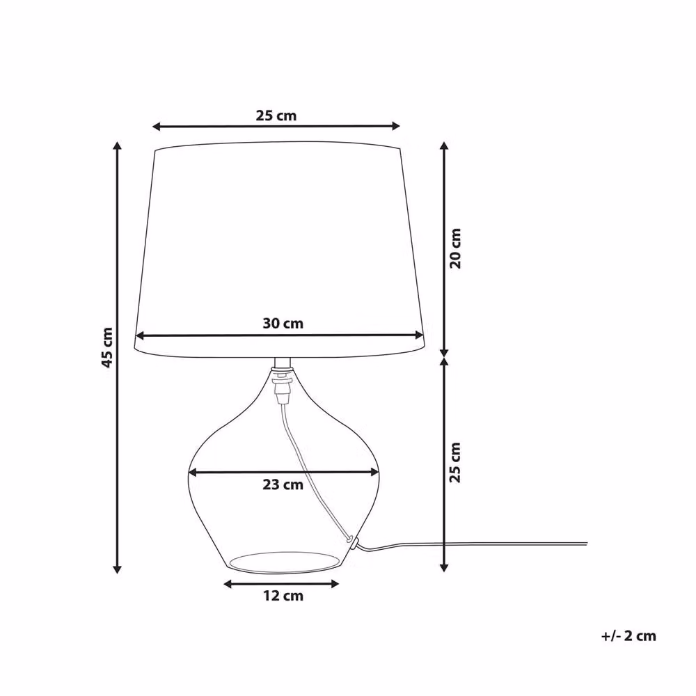 Wyld and Coco Modern Table Lamp with Transparent Glass Base and Black Fabric Drum Shade – 3