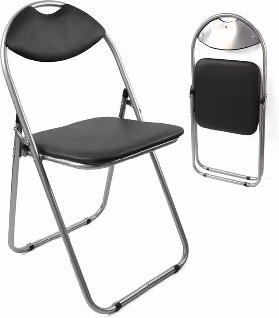 SPETLEK Paris Black Faux Leather Stackable Chair