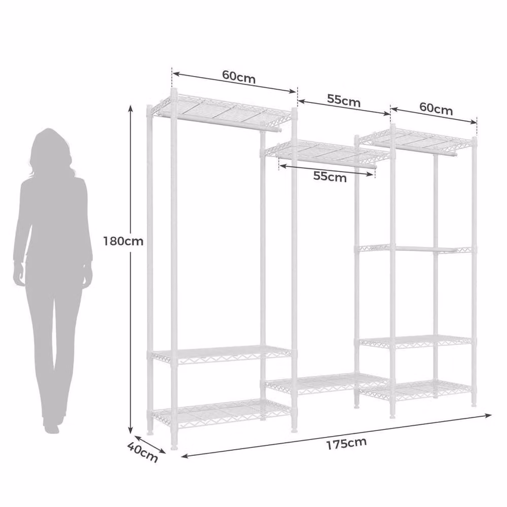 EONLION White Metal Freestanding Clothes Rail and Open Wardrobe, W: 50 cm, D: 50 cm, H: 180 cm – 2