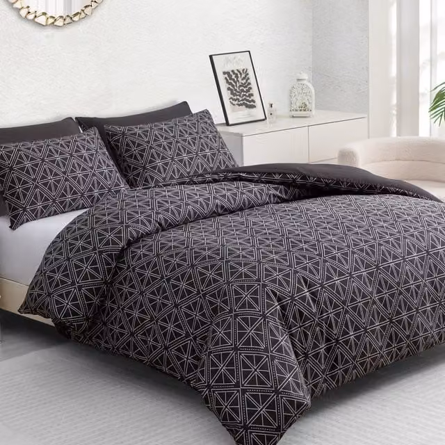 Pamposh Premium Brushed Microfibre Duvet Cover Set in Black, Single (1 x Duvet Cover and 1 x Pillowcase 50 x 75 cm)