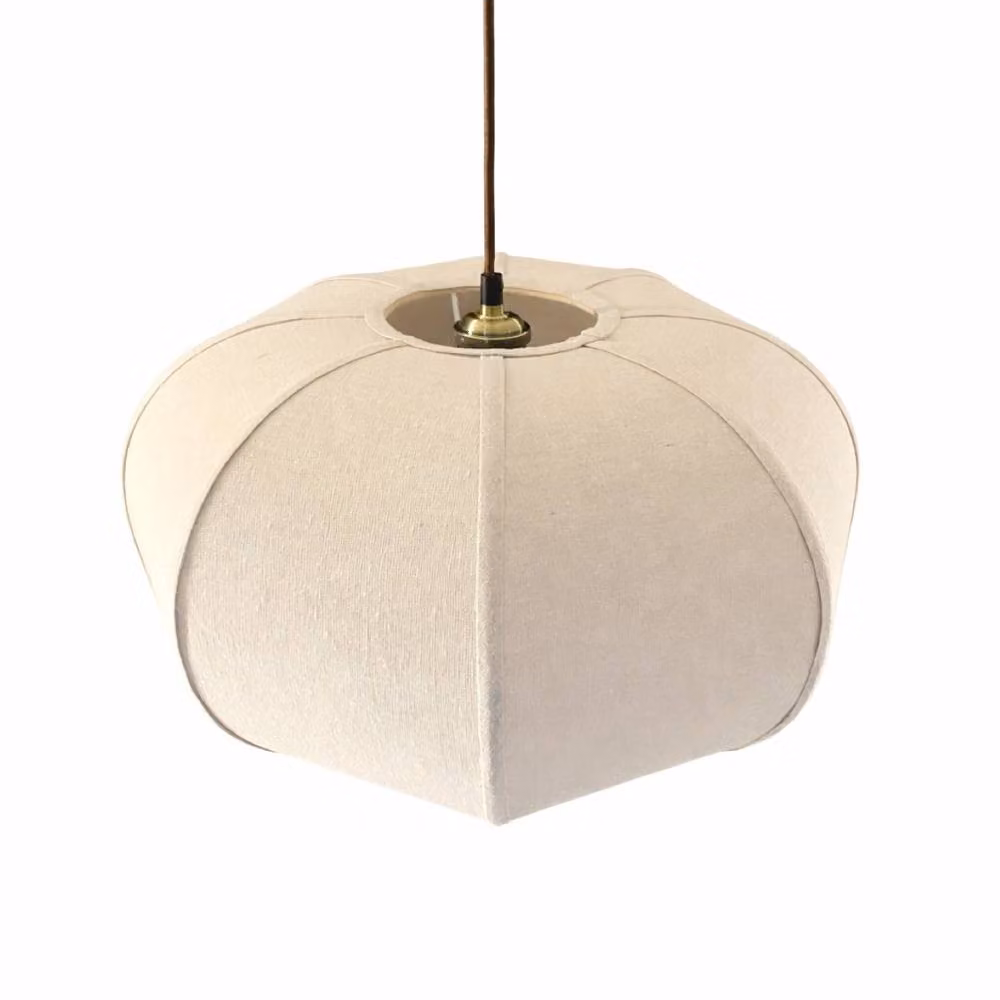 CGC Lighting Libby Large Round Oatmeal Linen Fabric Lampshade in Beige – 2