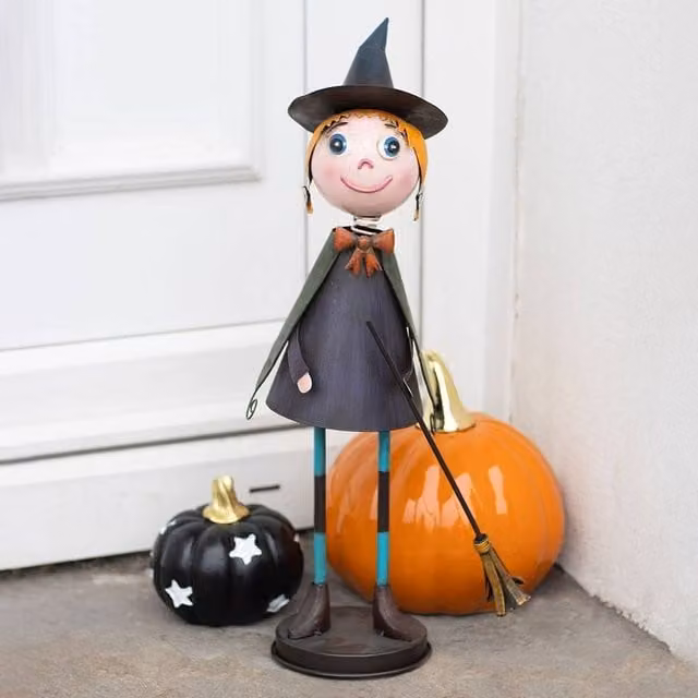 Uniqueful Multicolour Metal Witch Ornament with Broom for Tabletop Decoration – 1