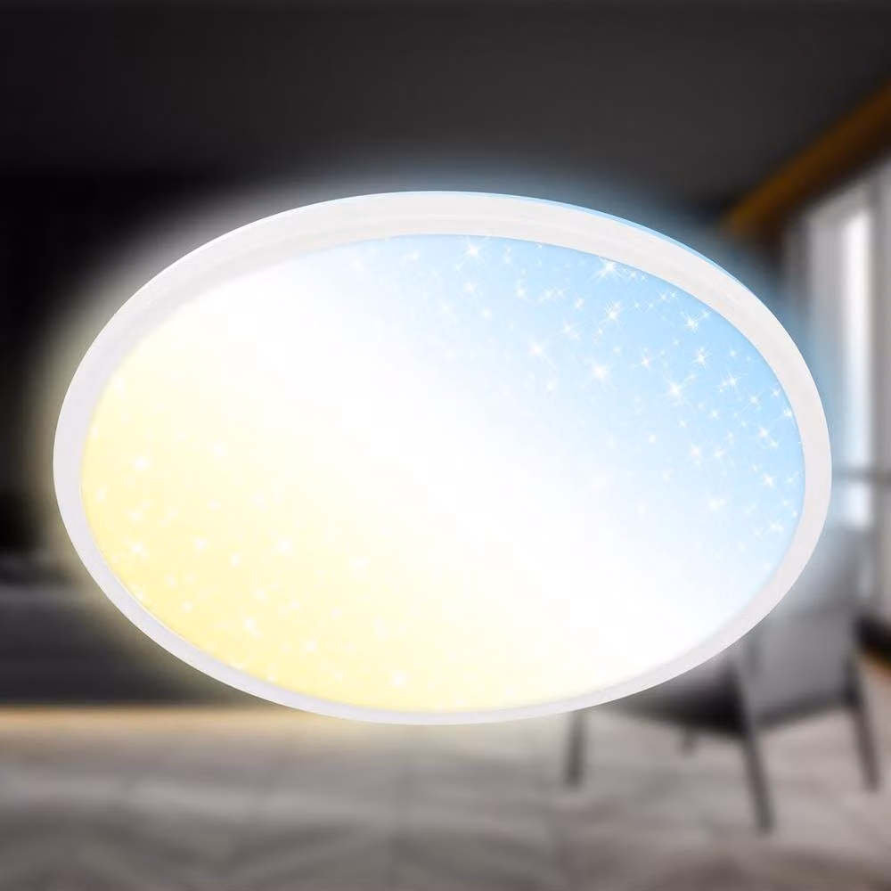 Briloner White LED Ceiling Panel with Remote Control, Dimmable Starry Sky Effect, CCT Warm to Cold White, W/D/H: 37.5 x 37.5 x 4.5 cm – 7