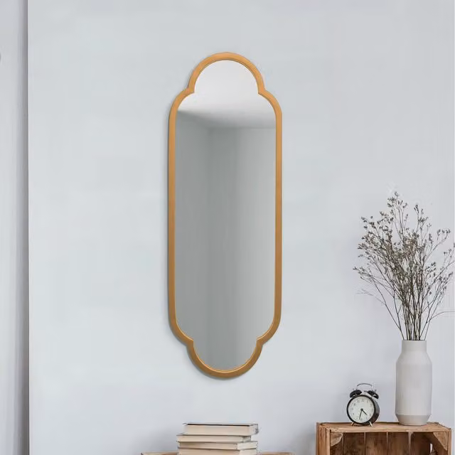MirrorOutlet Modern Double Arched Wall Mirror in Gold and Black, Width: 102 cm