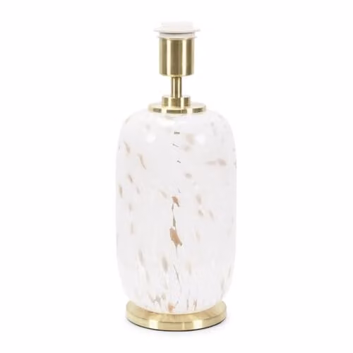 ValueLights Gold Metal and White Confetti Glass Round Table Lamp Base