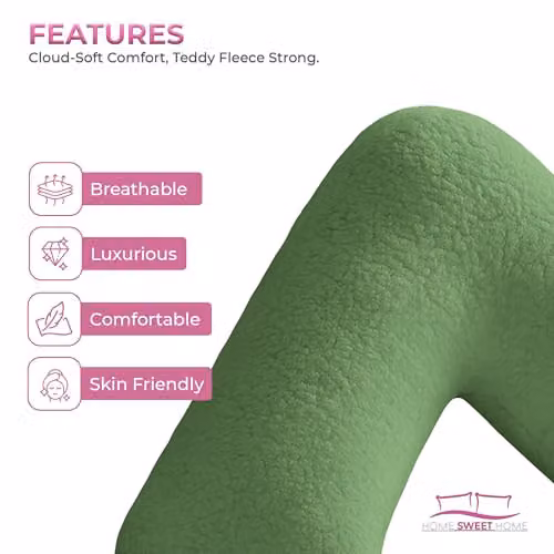 Home Sweet Home UK Teddy Fleece V Shaped Pillowcase in Green – 3