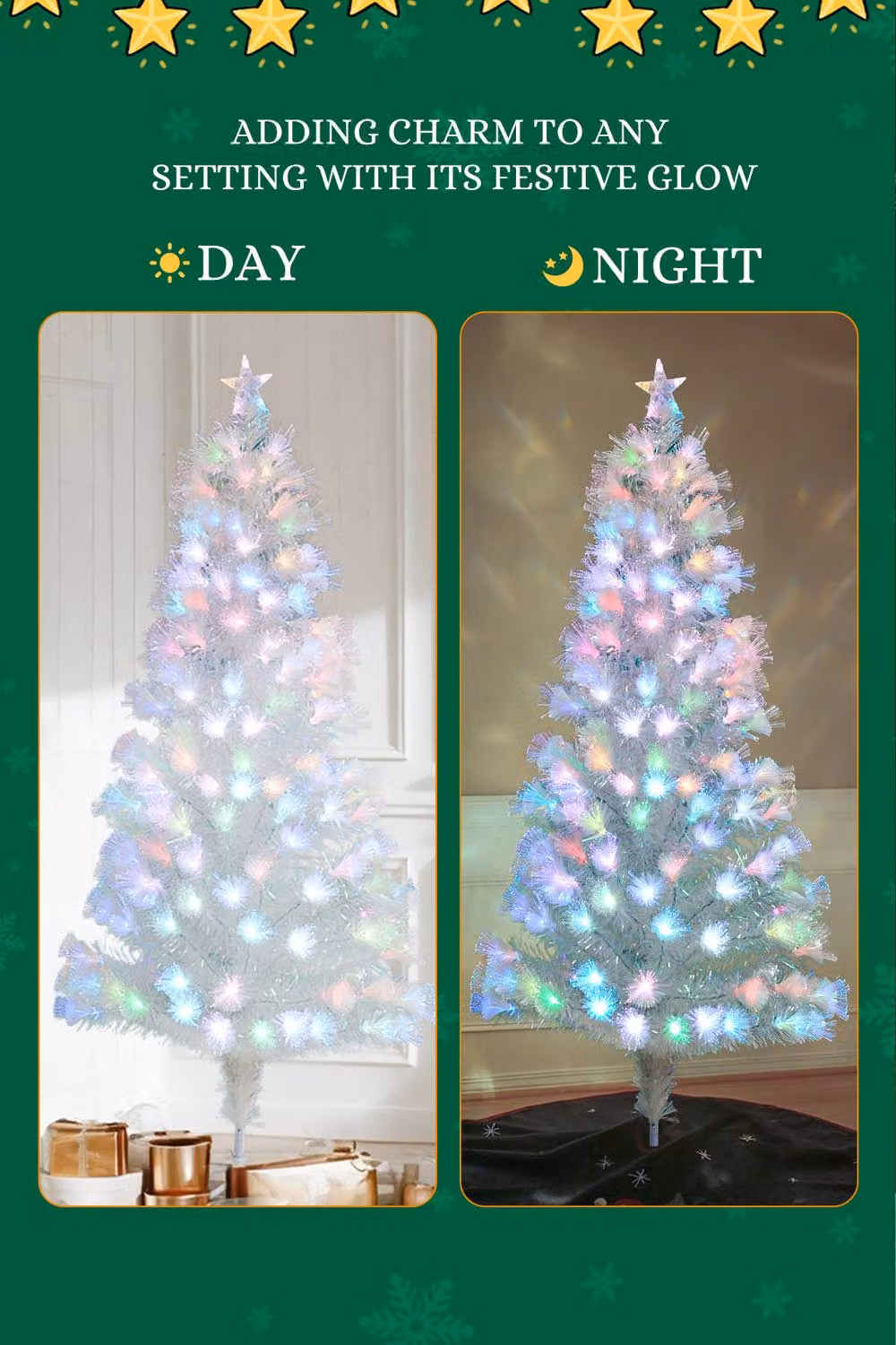 Garden Sanctuary 1.8m Pre-Lit LED Artificial Christmas Tree in White with Foldable Metal Stand – 3